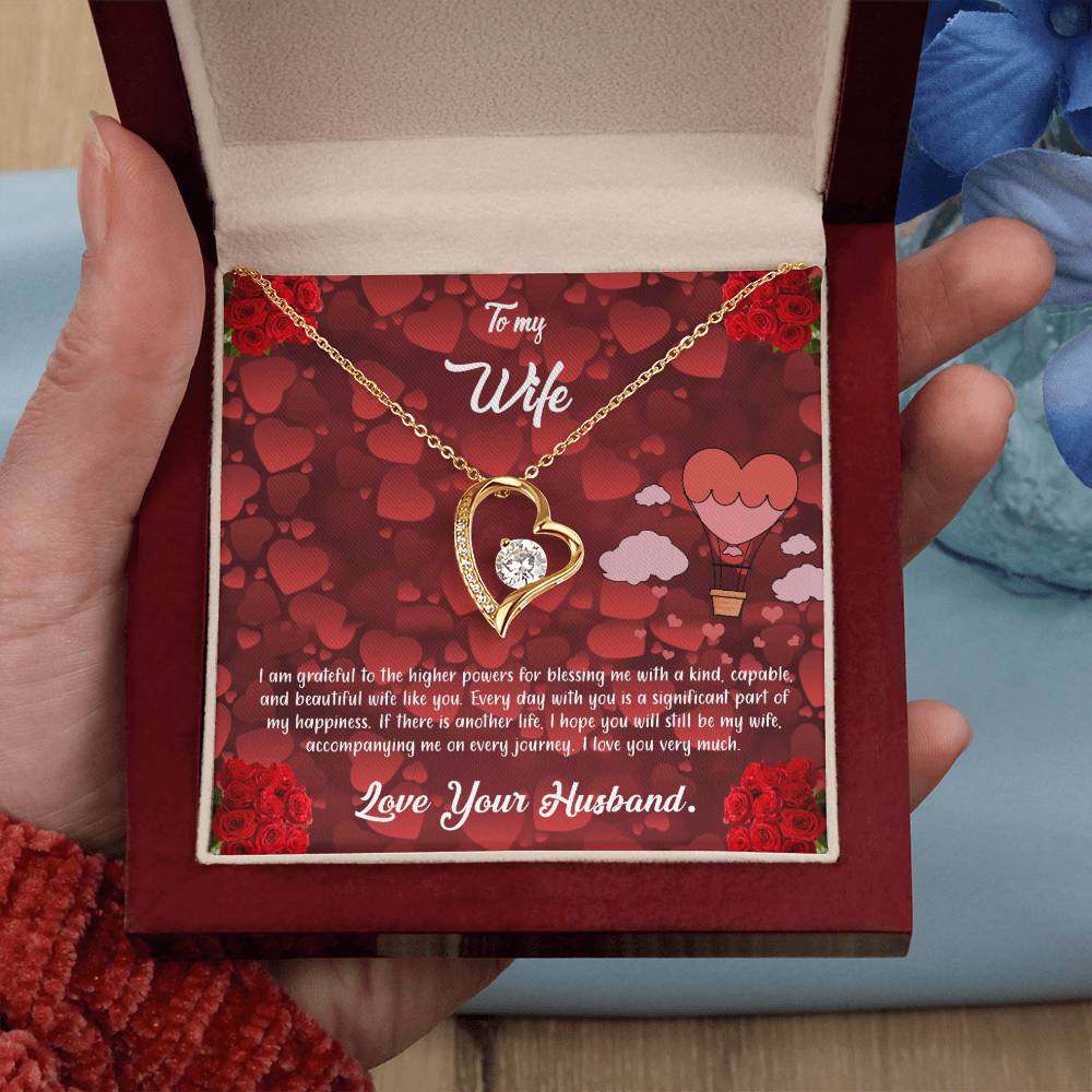 valentine-27a Forever Love Necklace, Gift to my Wife with Beautiful Message Card