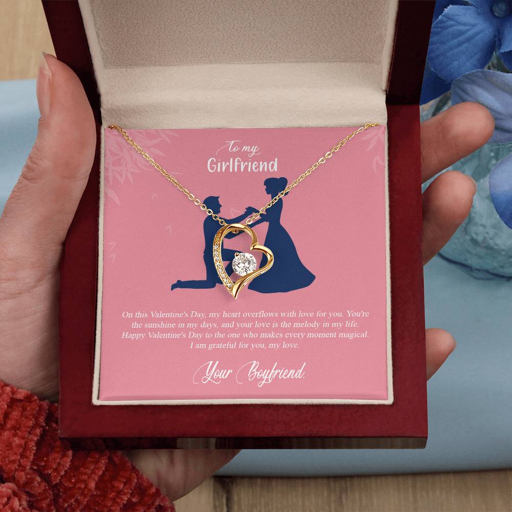 valentine-2c Forever Love Necklace, Gift to my Girlfriend with Beautiful Message Card