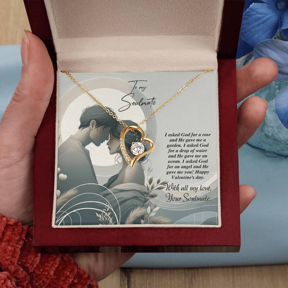 Valentine-st22b Forever Love Necklace, Gift to My Soulmate with Beautiful Message Card