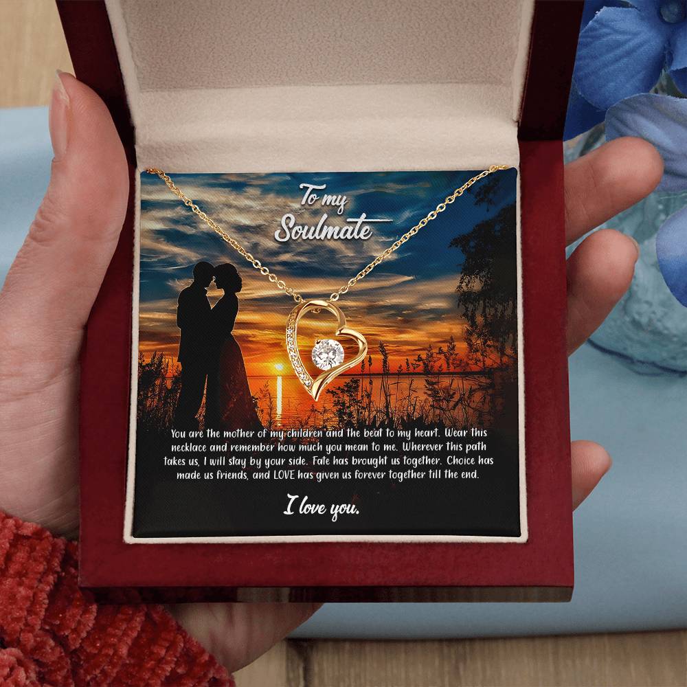 valentine-3b Forever Love Necklace, Gift to My Soulmate with Beautiful Message Card