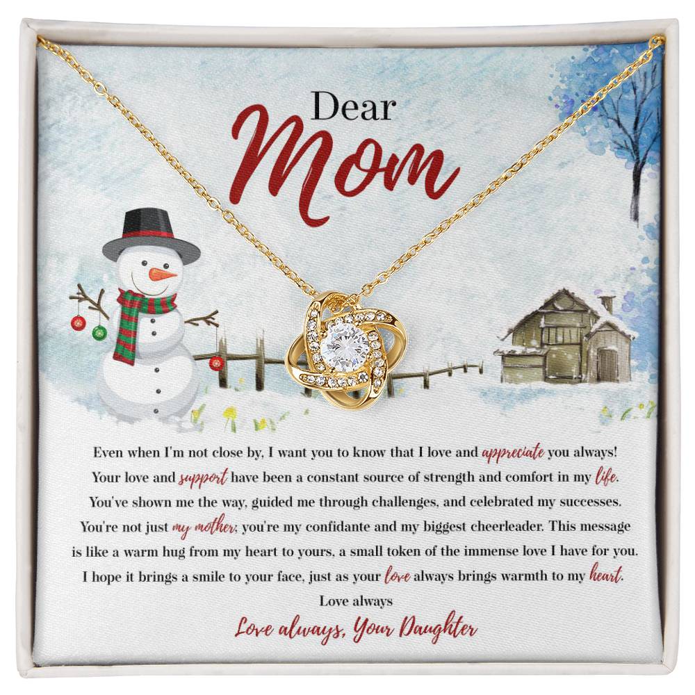 94386c Love Knot Necklace, Gift to my Mom with Beautiful Message Card