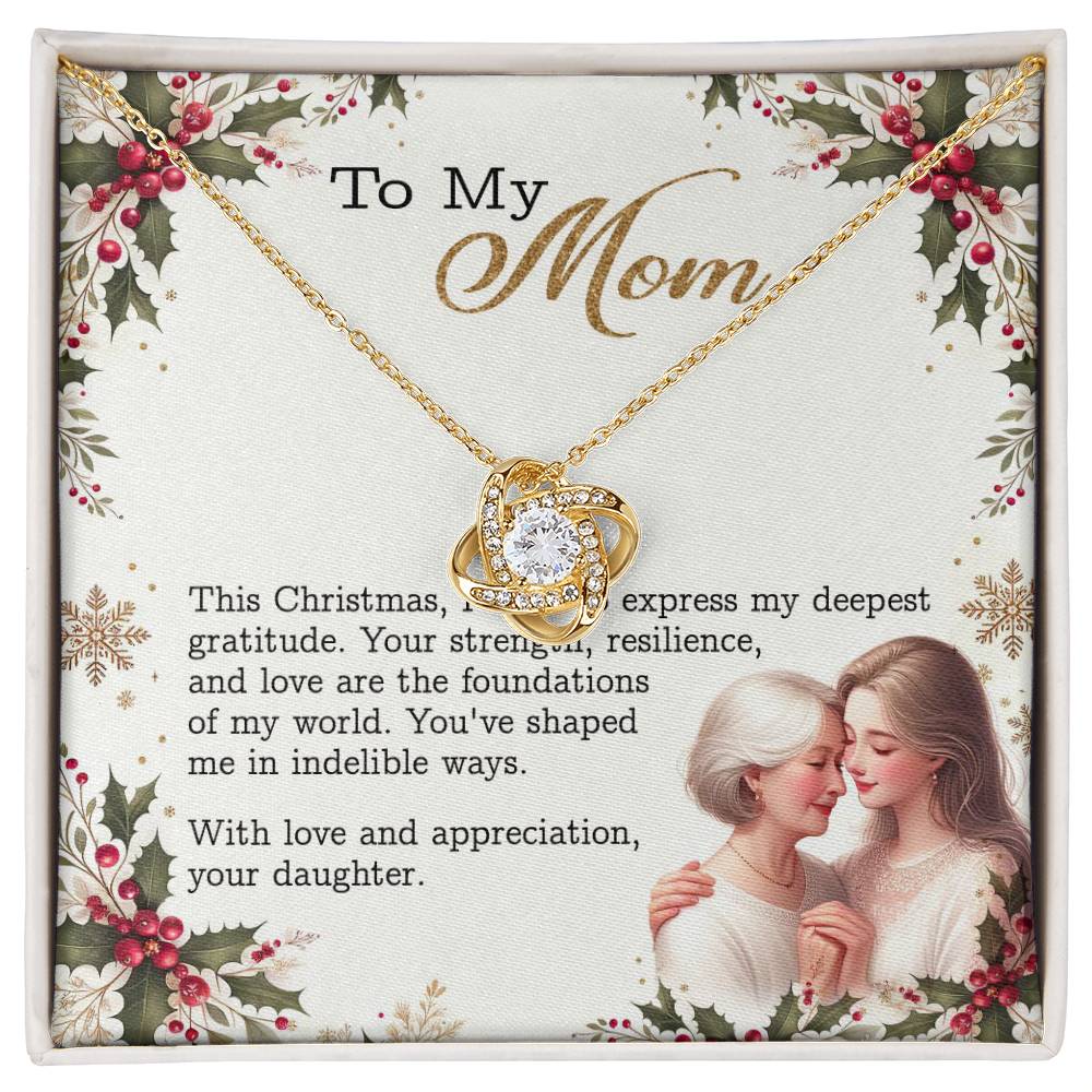 95147a Love Knot Necklace, Gift to my Mom with Beautiful Message Card
