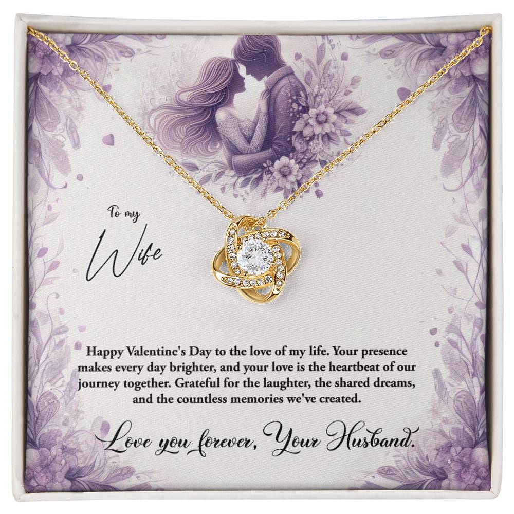 Valentine-st10a Love Knot Necklace, Gift to my Wife with Beautiful Message Card