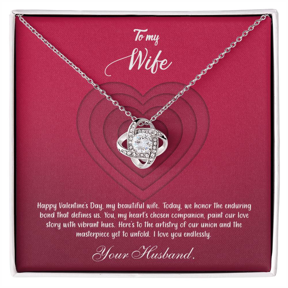 valentine-9a Love Knot Necklace, Gift to my Wife with Beautiful Message Card