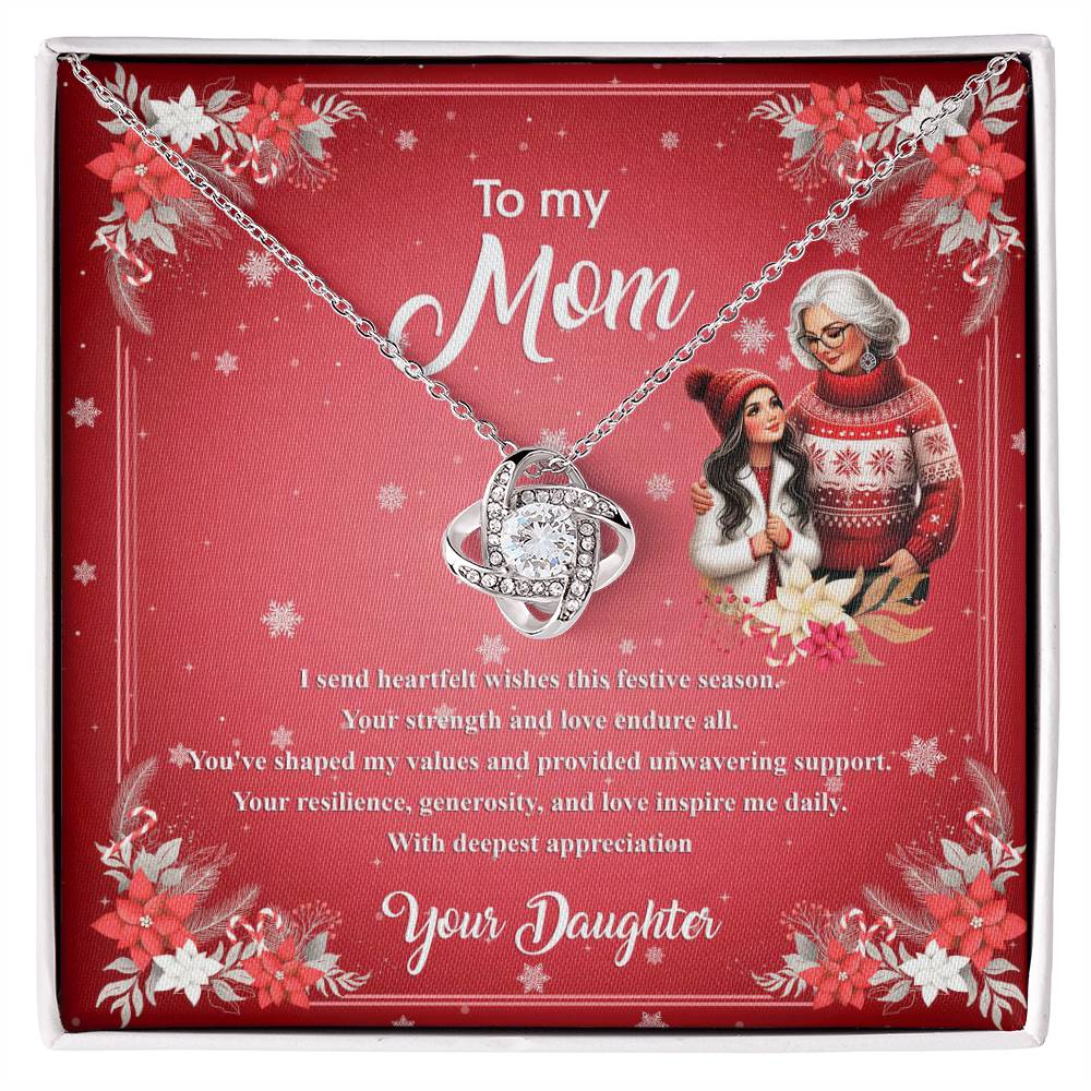 95308c Love Knot Necklace, Gift to my Mom with Beautiful Message Card
