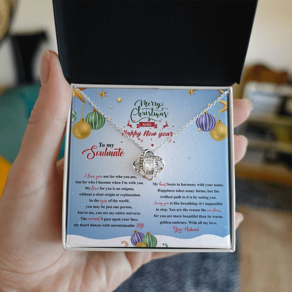 94315a Love Knot Necklace, Gift to My Soulmate with Message card