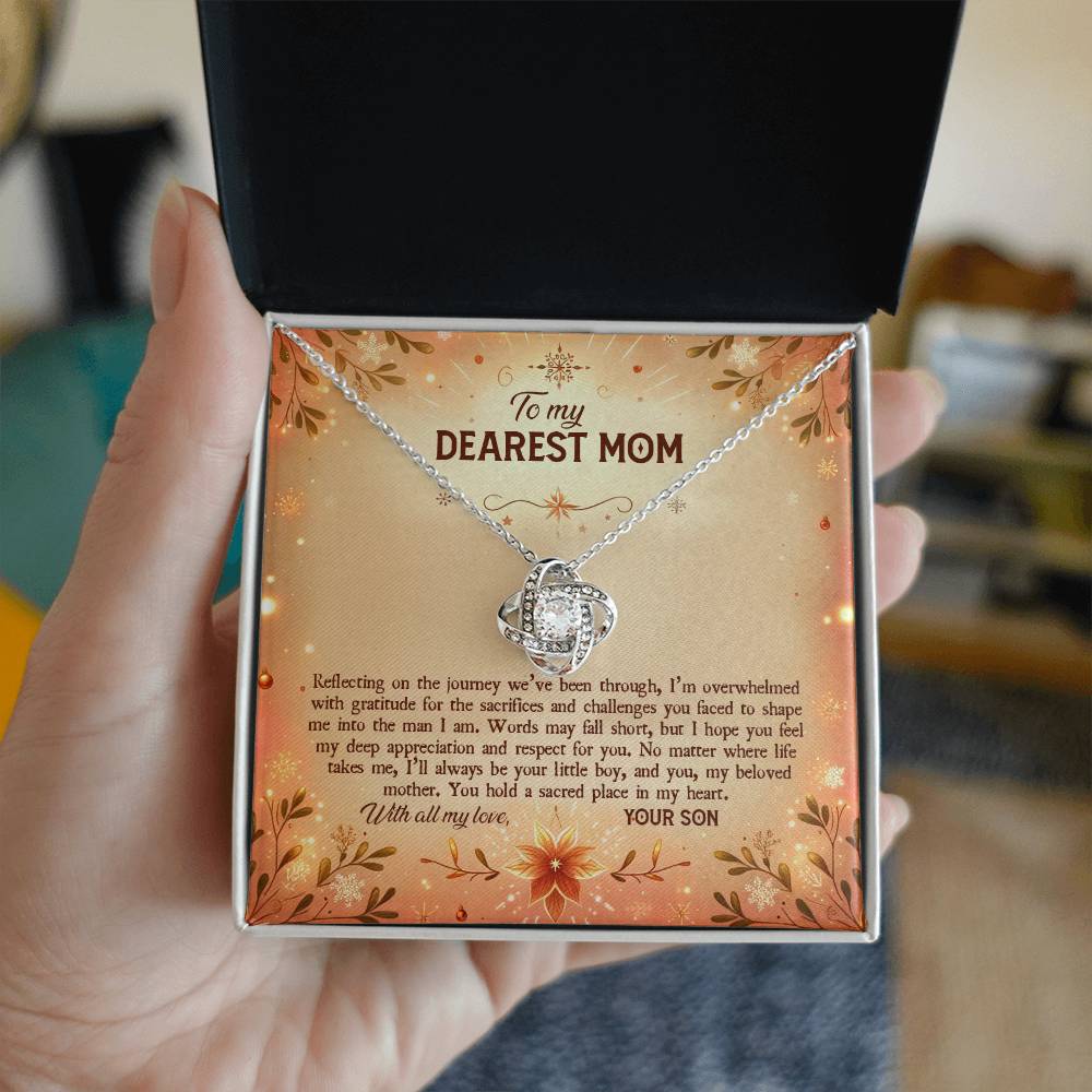 4043a Love Knot Necklace, Gift to my Mom with Beautiful Message Card