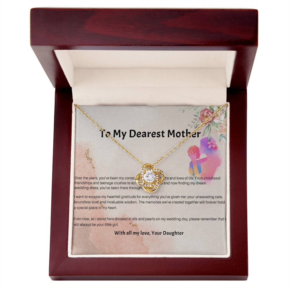 94689a Love Knot Necklace, Gift to my Mom with Beautiful Message Card