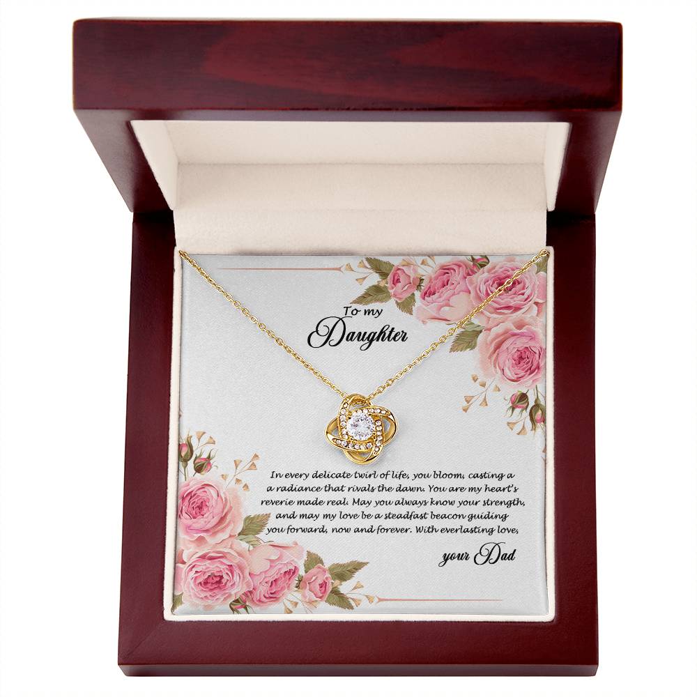 4034 (b) Love Knot Necklace, Gift to my Daughter with Beautiful Message Card
