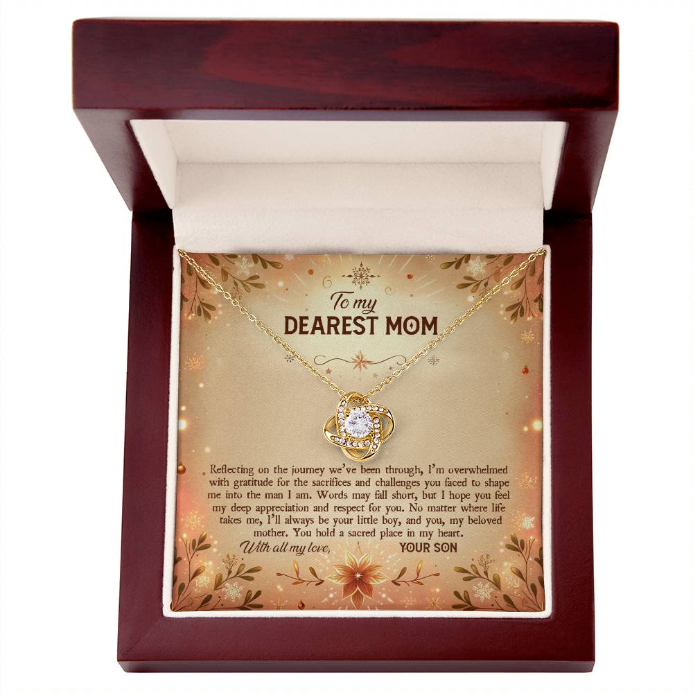 4043a Love Knot Necklace, Gift to my Mom with Beautiful Message Card