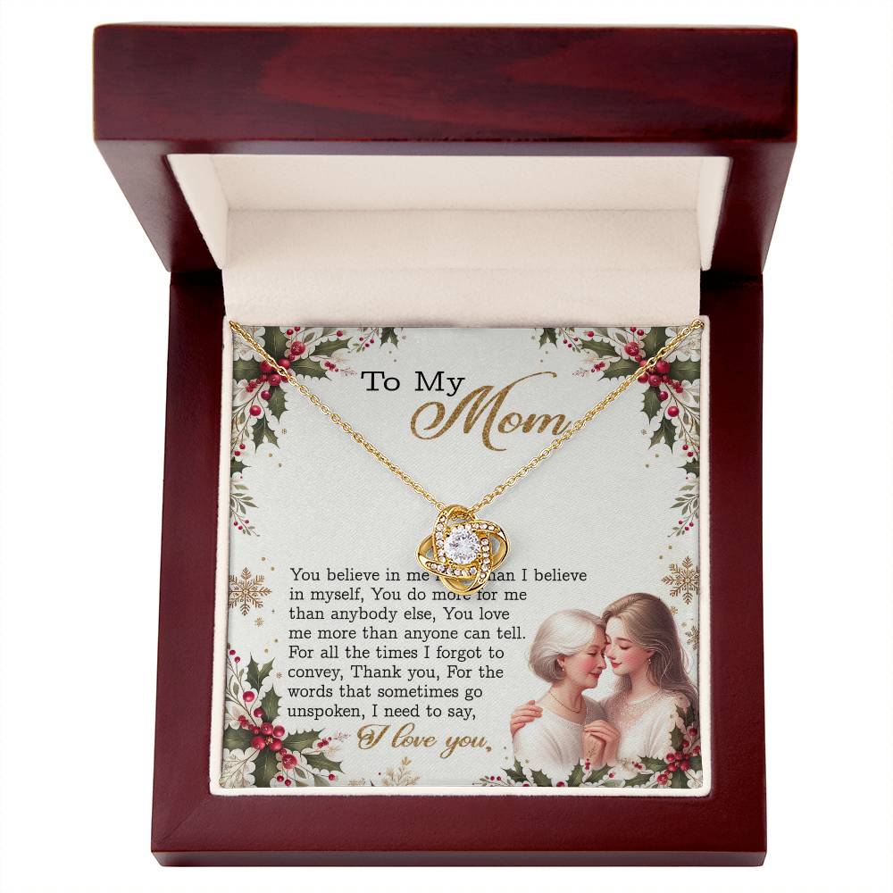 95147c Love Knot Necklace, Gift to my Mom with Beautiful Message Card