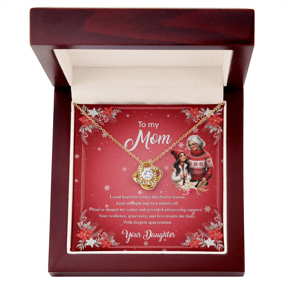 95308c Love Knot Necklace, Gift to my Mom with Beautiful Message Card