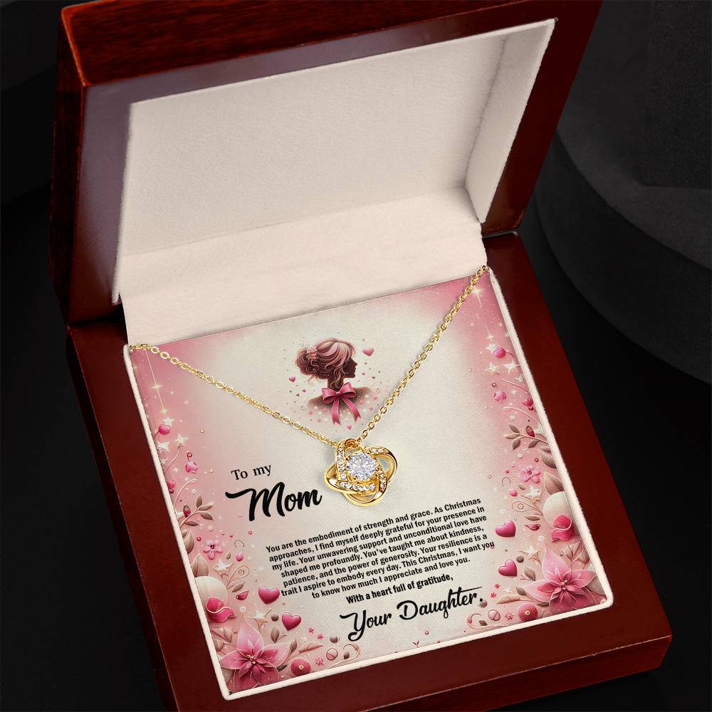 4058c Love Knot Necklace, Gift to my Mom with Beautiful Message Card