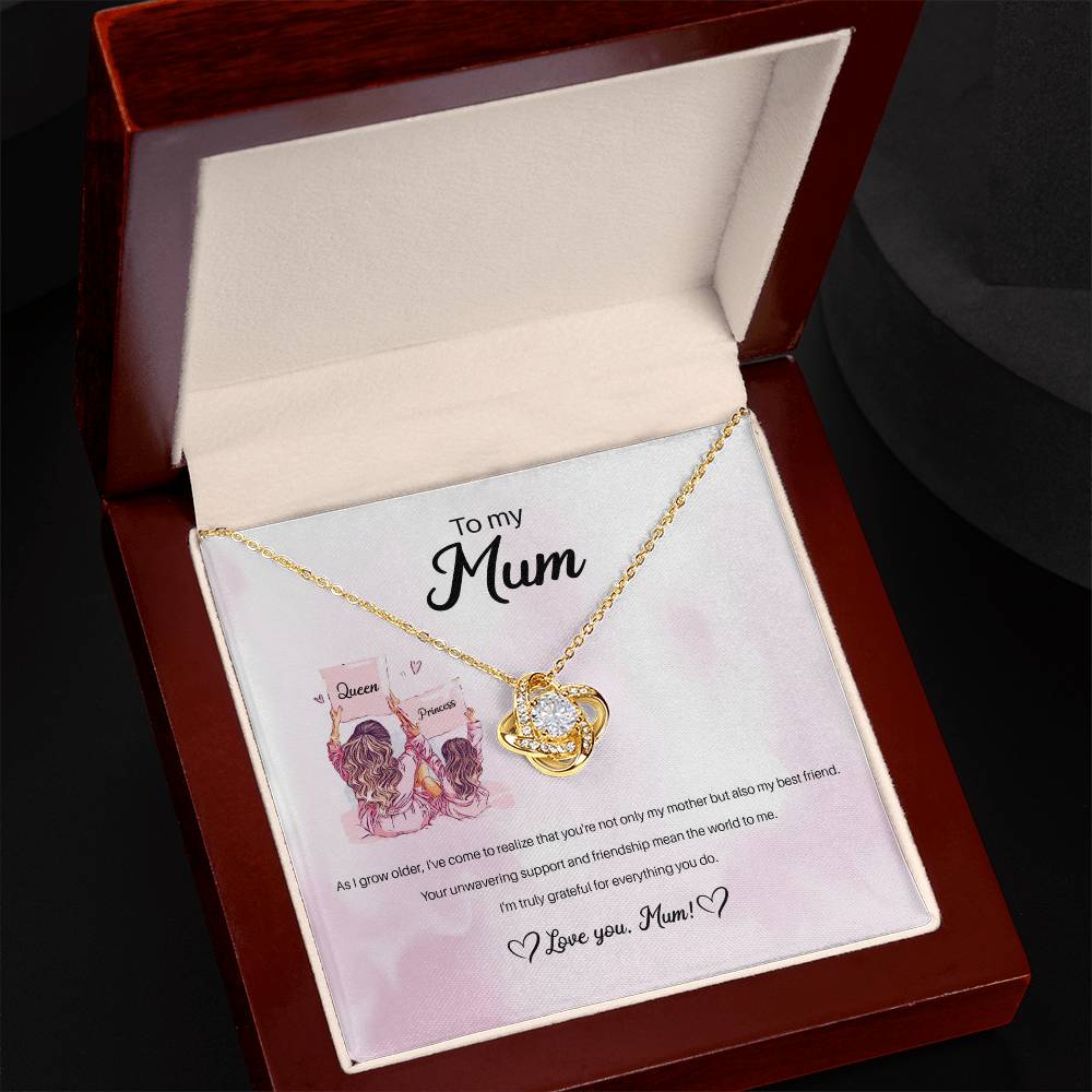 94941c Love Knot Necklace, Gift to my Mom with Beautiful Message Card
