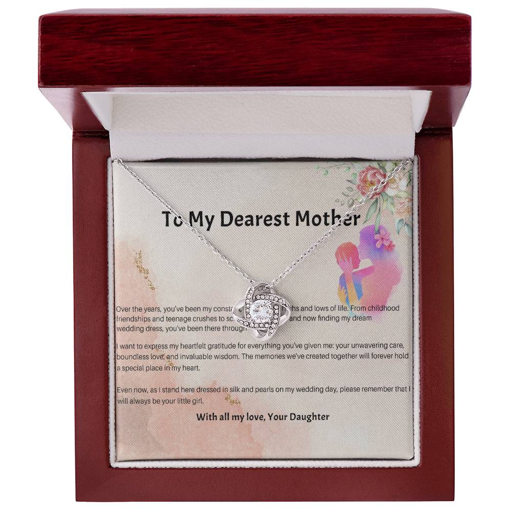 94689a Love Knot Necklace, Gift to my Mom with Beautiful Message Card