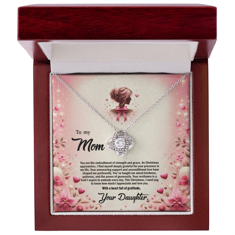 4058c Love Knot Necklace, Gift to my Mom with Beautiful Message Card
