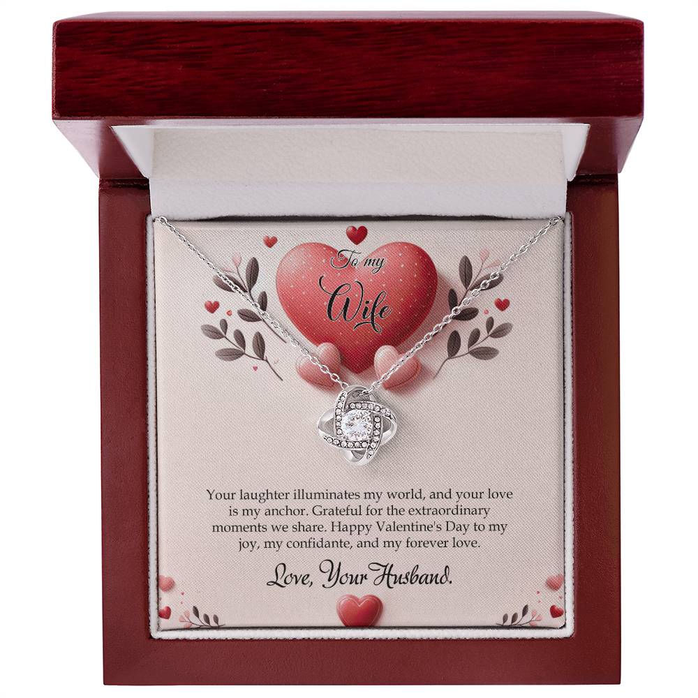 Valentine-st13a Love Knot Necklace, Gift to my Wife with Beautiful Message Card