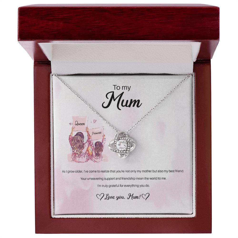 94941c Love Knot Necklace, Gift to my Mom with Beautiful Message Card