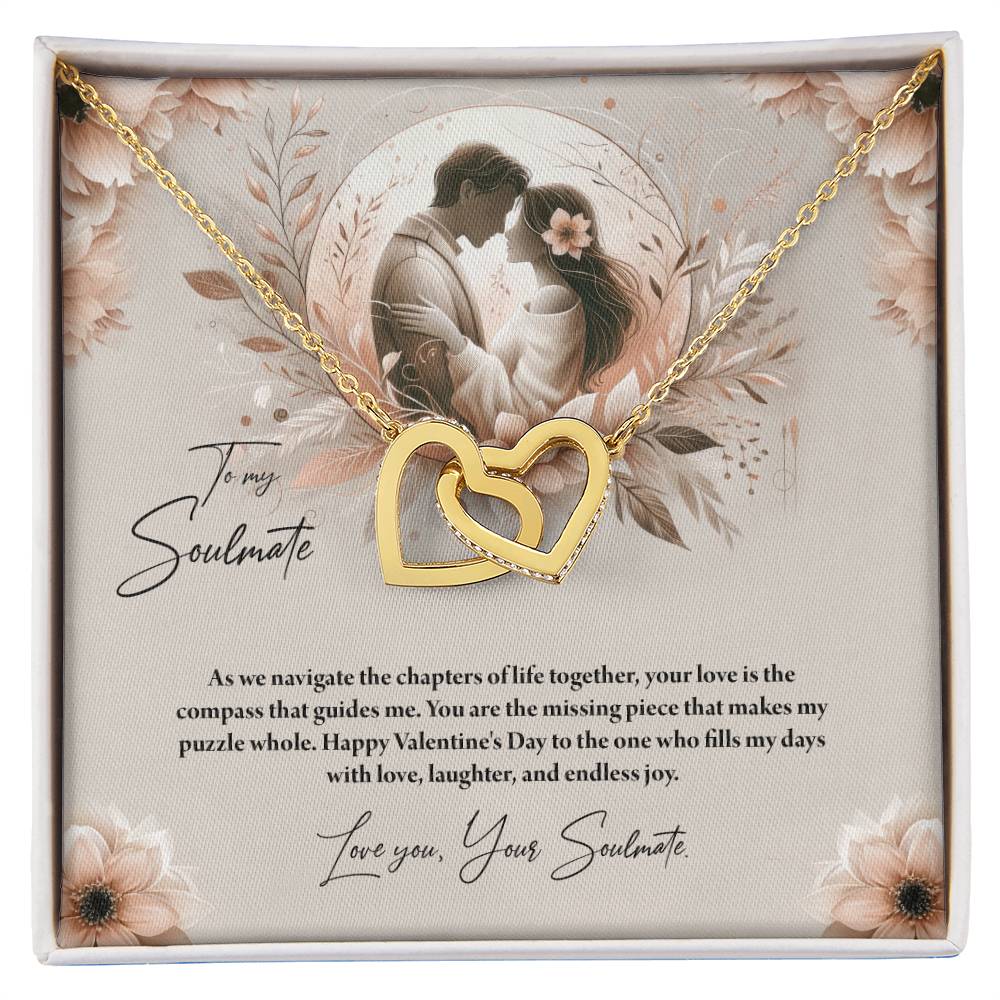 Valentine-st27b Interlocking Hearts neck, Gift to My Soulmate with Message Card
