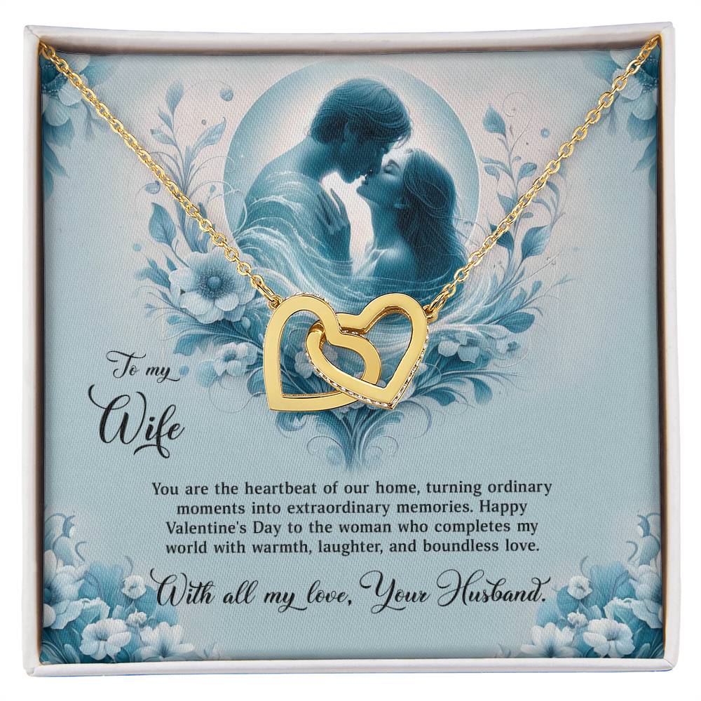 Valentine-st29a Interlocking Hearts Necklace, Gift to my Wife with Beautiful Message Card