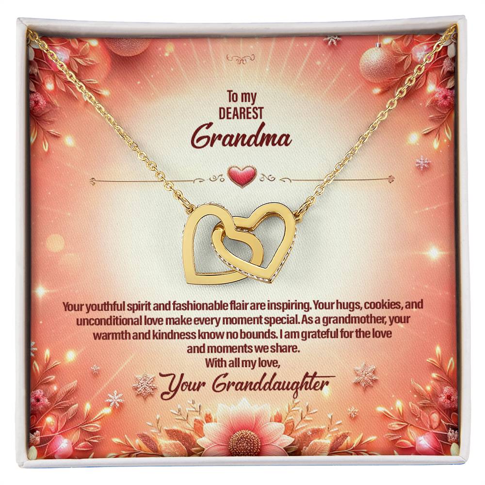 4051c Interlocking Hearts Necklace, Gift to my Grandma with Beautiful Message Card