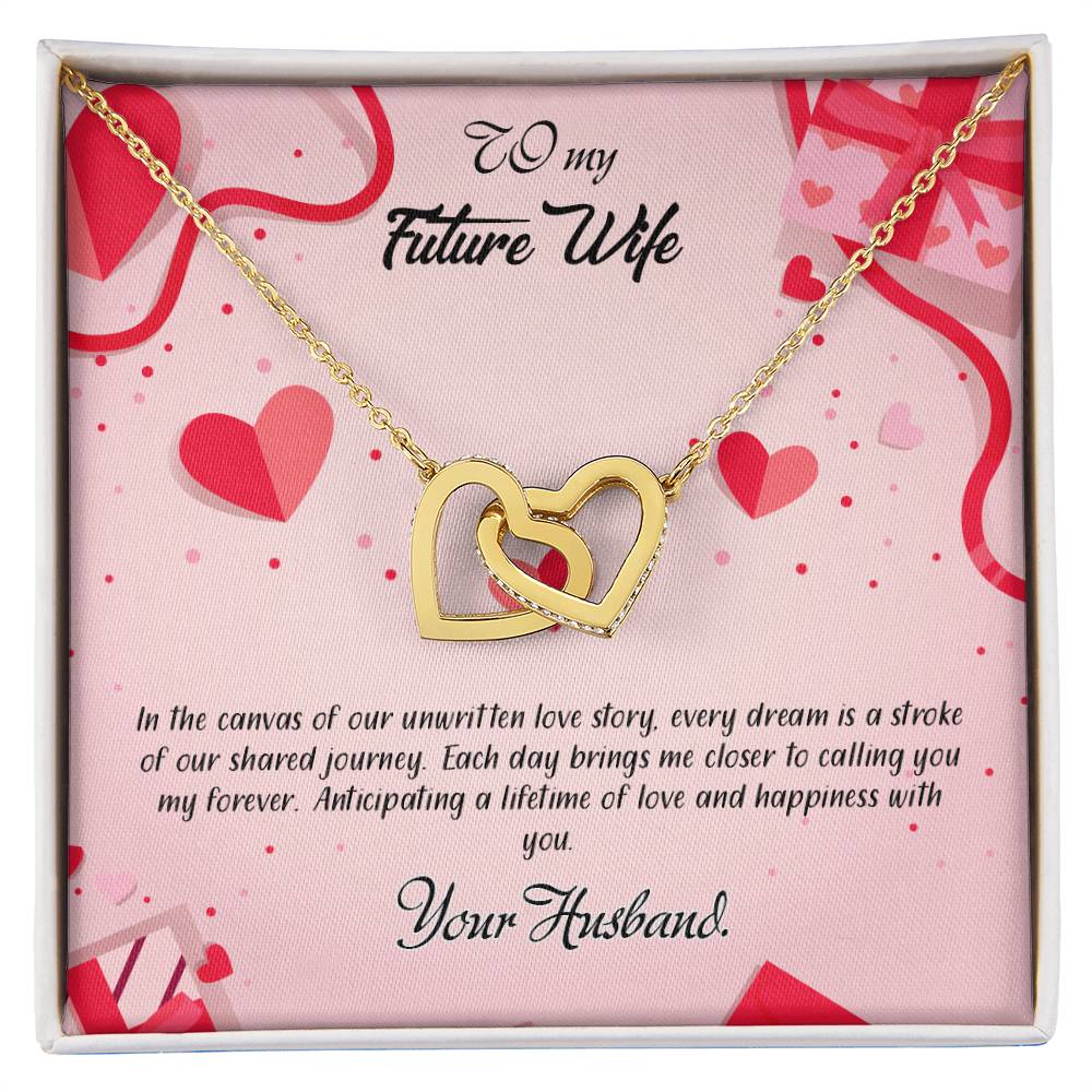 valentine-15d Interlocking Hearts Necklace, Gift to my Future Wife with Beautiful Message Card