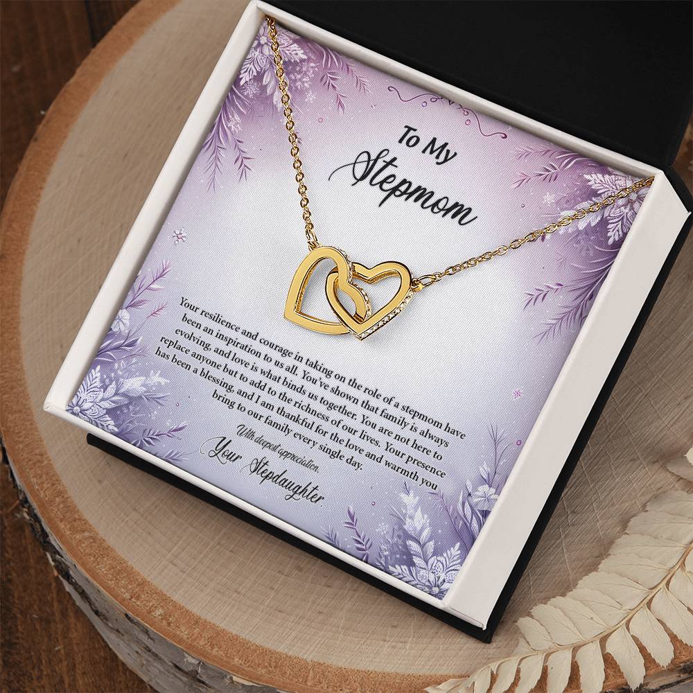 4054b Interlocking Hearts Necklace, Gift to my Stepmom with Beautiful Message Card
