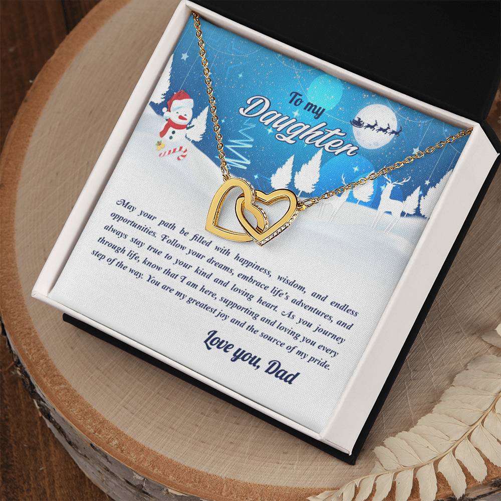 4008a Interlocking Hearts neck, Gift to my Daughter with Beautiful Message Card