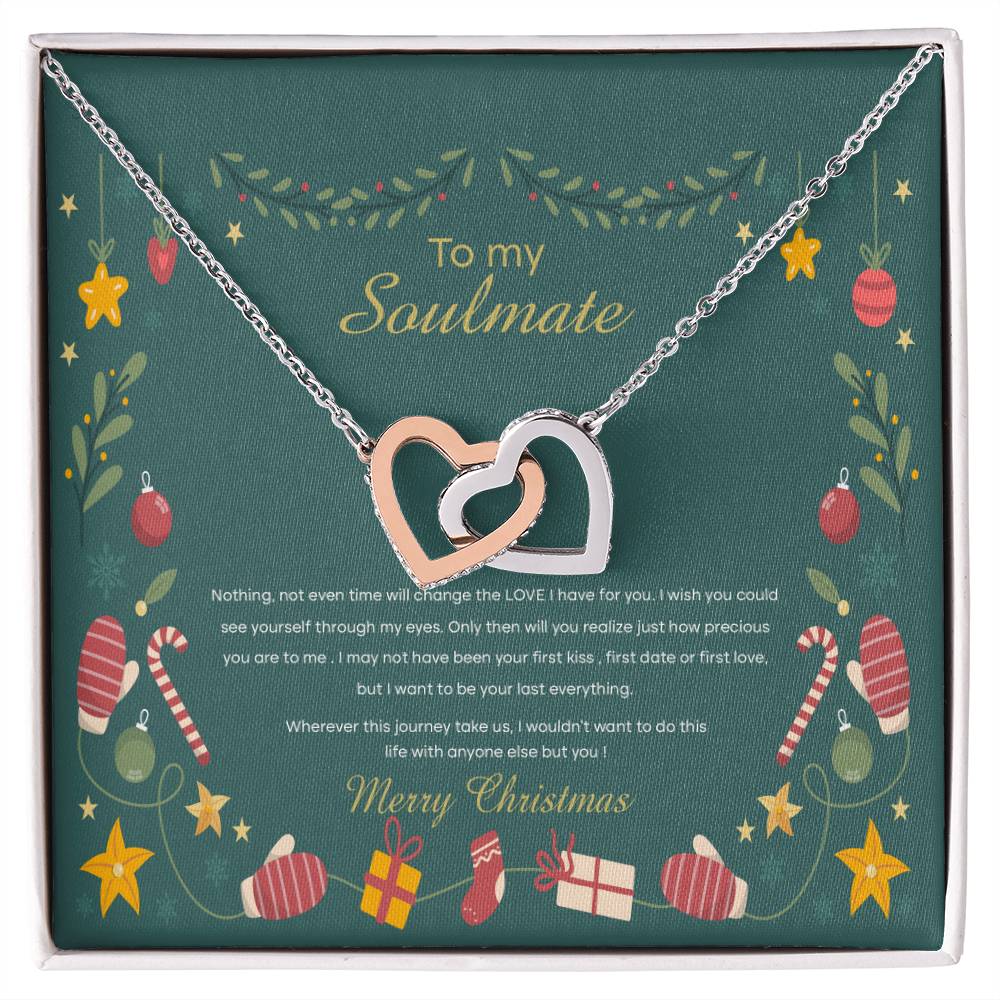 94098 Interlocking Hearts neck, Gift to My Soulmate with Message Card