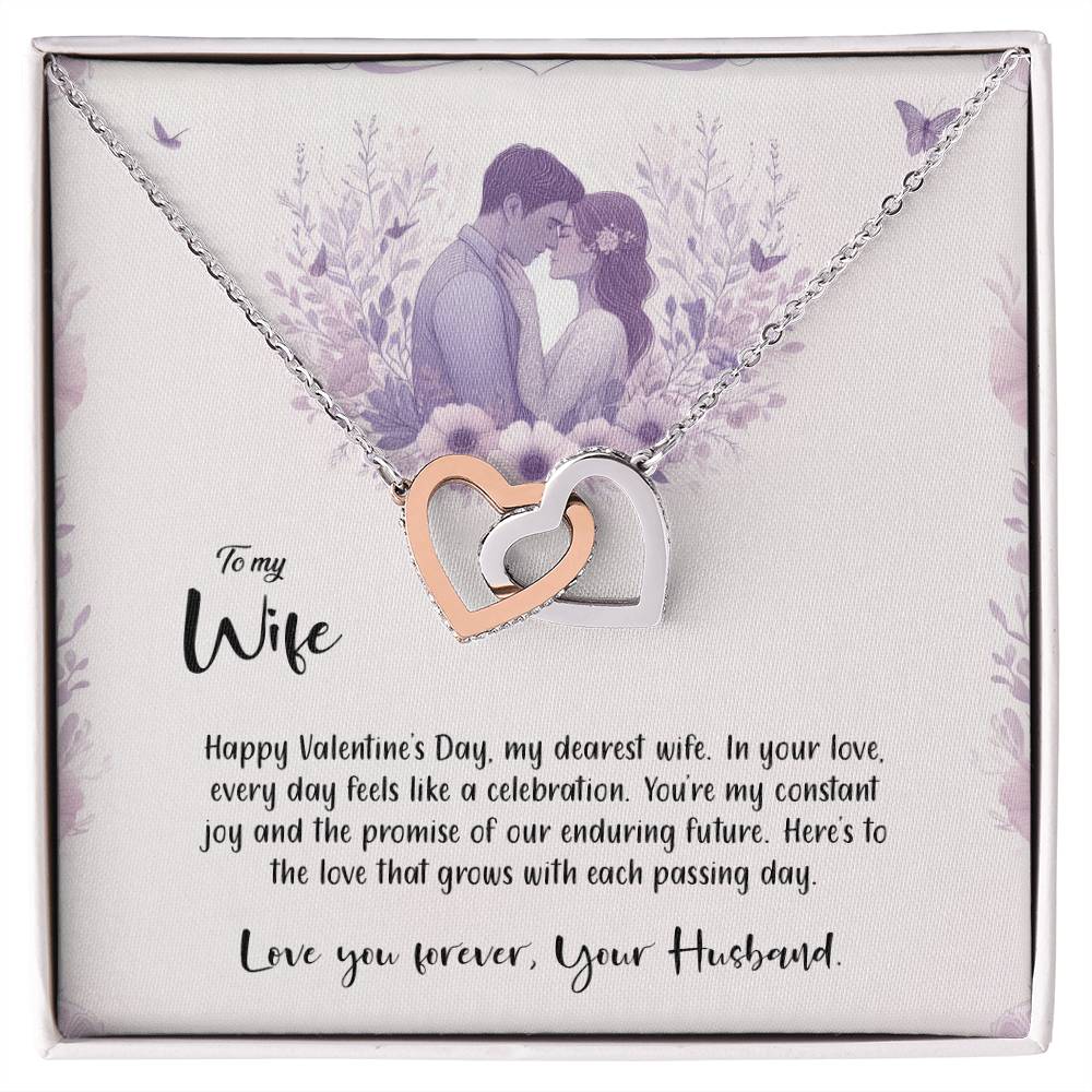 Valentine-st14a Interlocking Hearts Necklace, Gift to my Wife with Beautiful Message Card