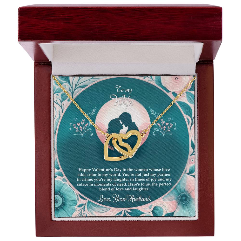 Valentine-st32a Interlocking Hearts Necklace, Gift to my Wife with Beautiful Message Card