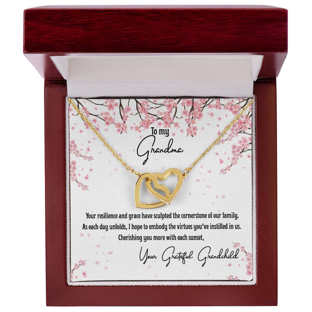 4040a Interlocking Hearts Necklace, Gift to my Grandma with Beautiful Message Card