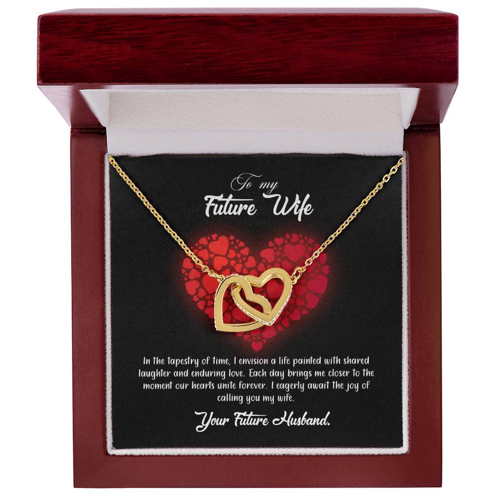 valentine-23d Interlocking Hearts Necklace, Gift to my Future Wife with Beautiful Message Card