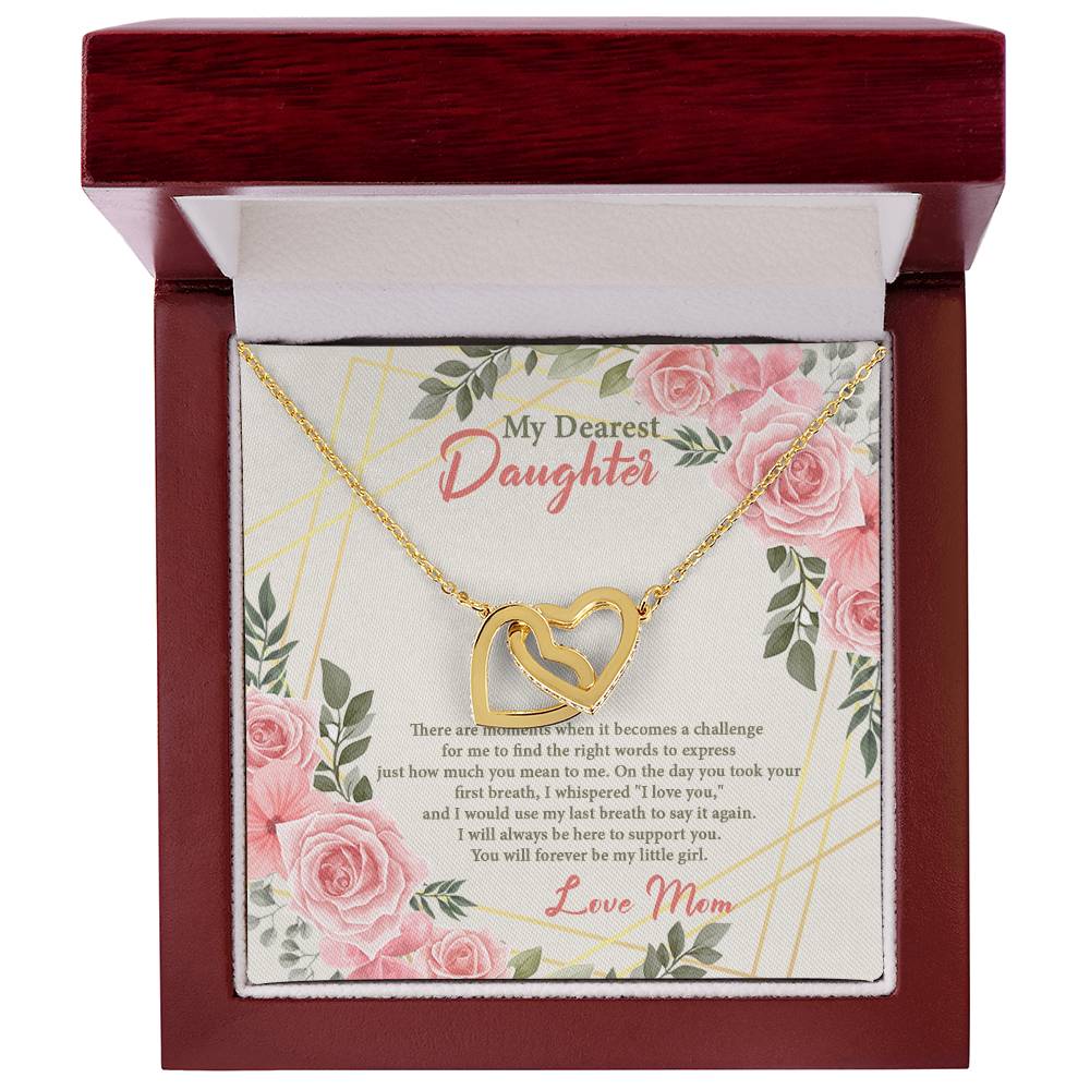 4021b Interlocking Hearts neck, Gift to my Daughter with Beautiful Message Card