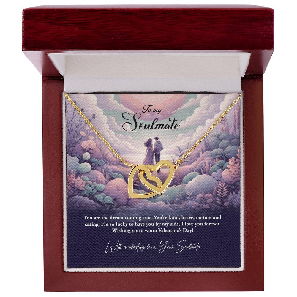 Valentine-st23b Interlocking Hearts neck, Gift to My Soulmate with Message Card
