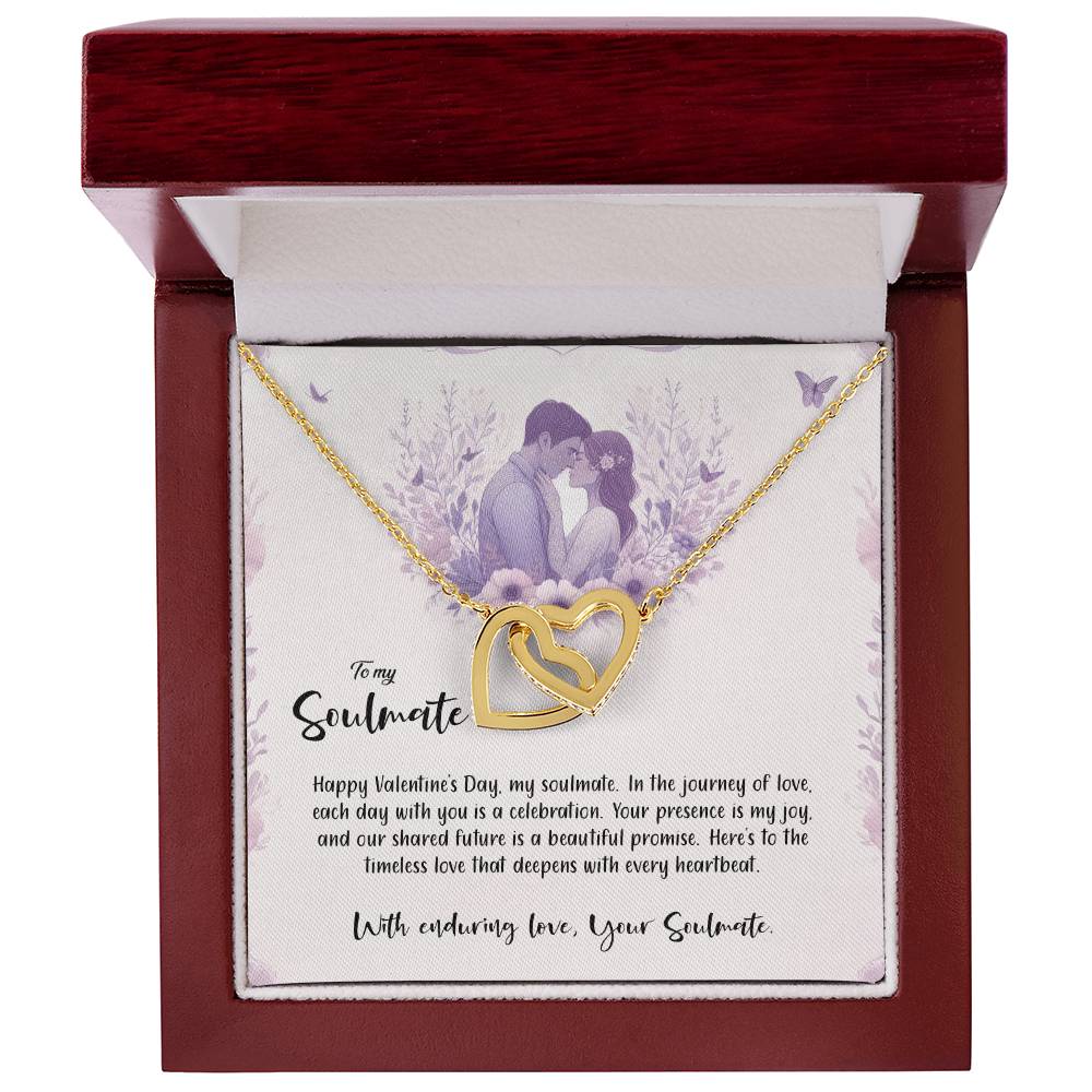 Valentine-st14b Interlocking Hearts neck, Gift to My Soulmate with Message Card