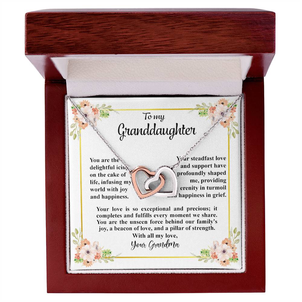 4032c Interlocking Hearts Necklace, Gift to My Granddaughter , with beautiful message card