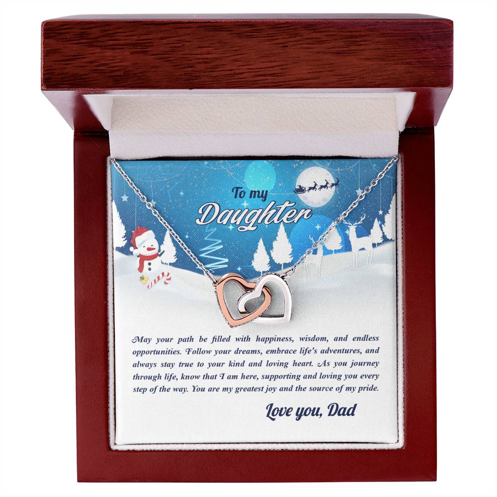 4008a Interlocking Hearts neck, Gift to my Daughter with Beautiful Message Card