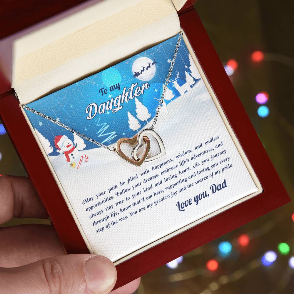 4008a Interlocking Hearts neck, Gift to my Daughter with Beautiful Message Card