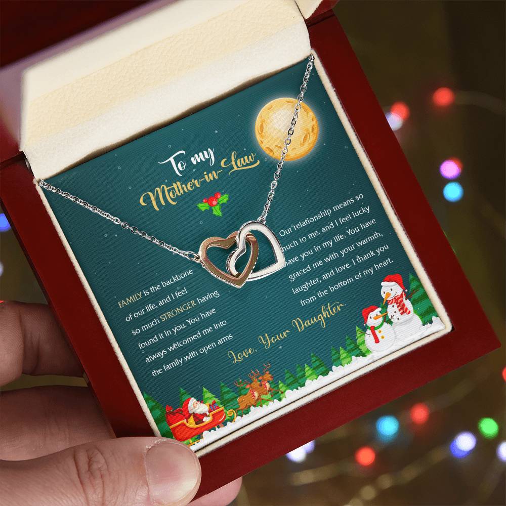 94314c Interlocking Hearts Necklace, Gift to my Stepmom with Beautiful Message Card