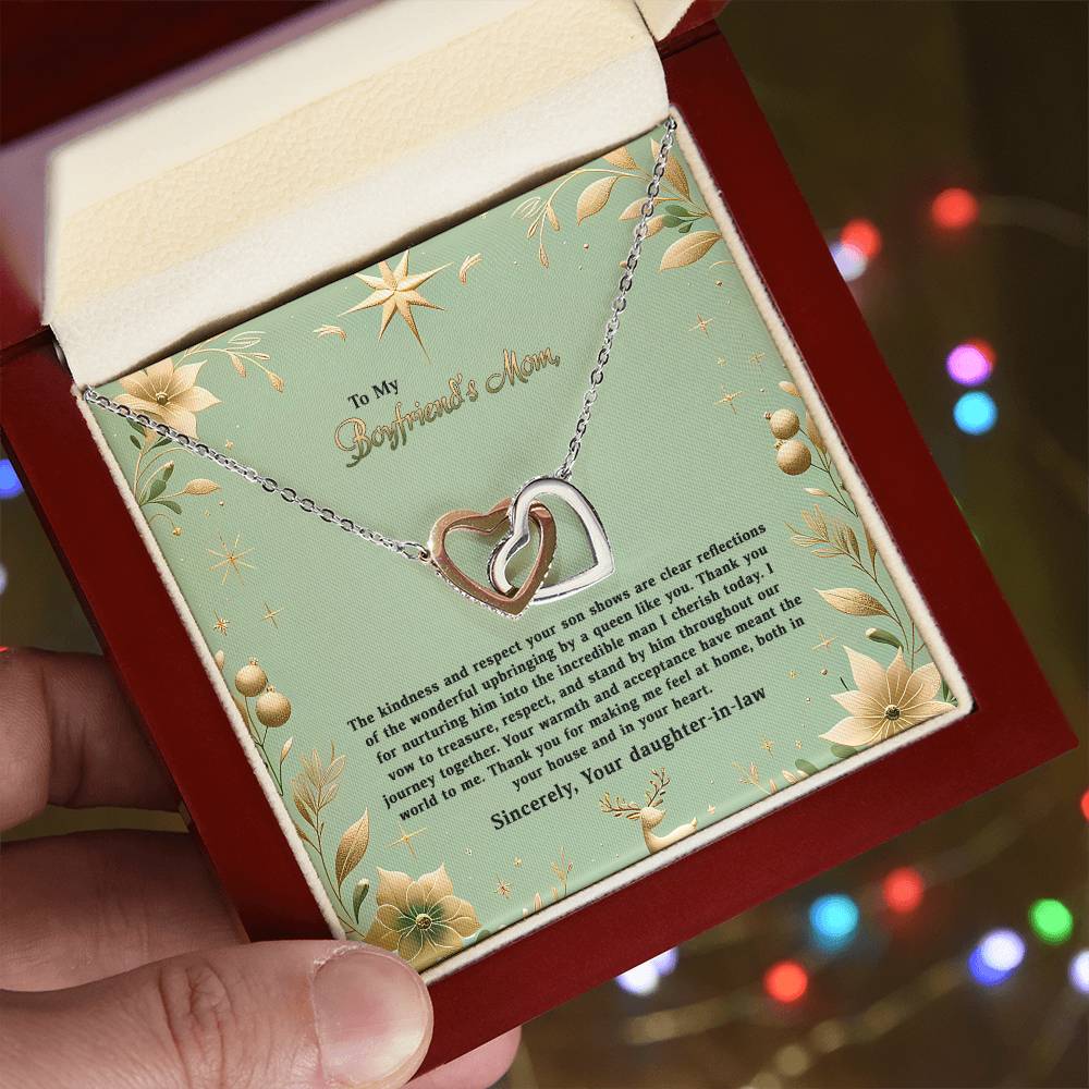 4047a Interlocking Hearts Necklace, Gift to my Boyfriend's Mom with Beautiful Message Card