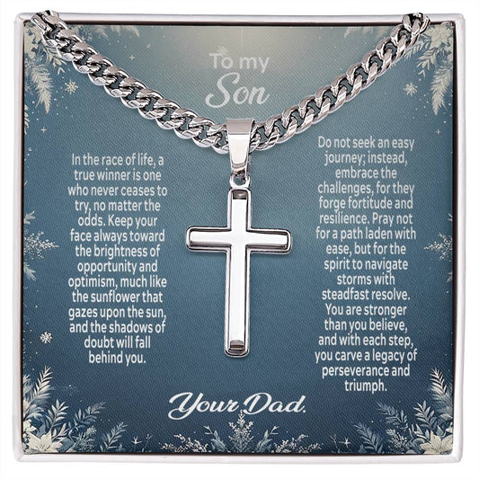 1004a Artisan Cross on Cuban Link  chain