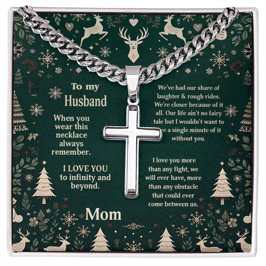 1002c Artisan Cross on Cuban Link  chain