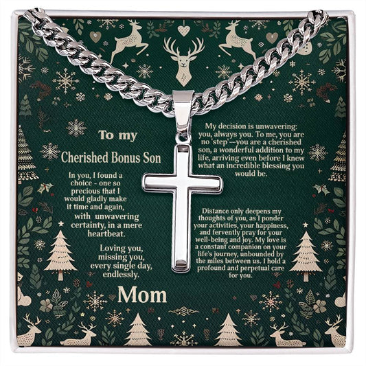 1002b Artisan Cross on Cuban Link  chain