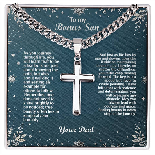 1003a Artisan Cross on Cuban Link  chain