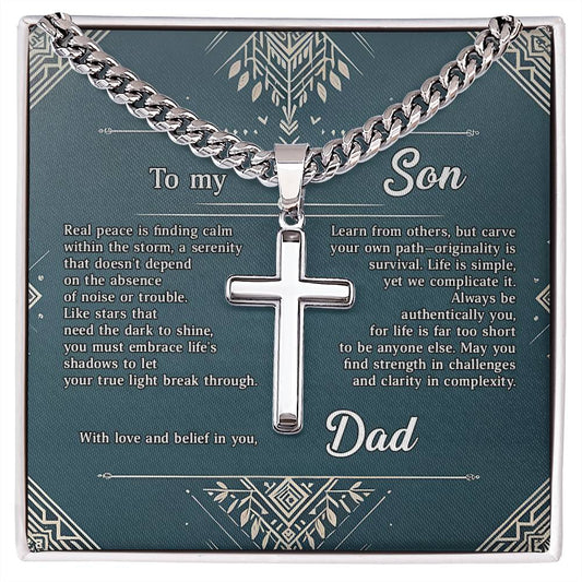 1005a Artisan Cross on Cuban Link  chain