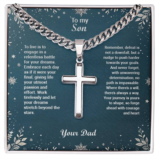 1003b Artisan Cross on Cuban Link  chain