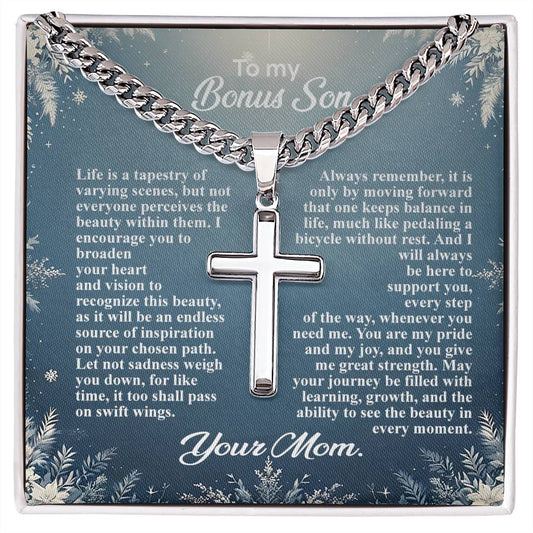 1004b Artisan Cross on Cuban Link  chain