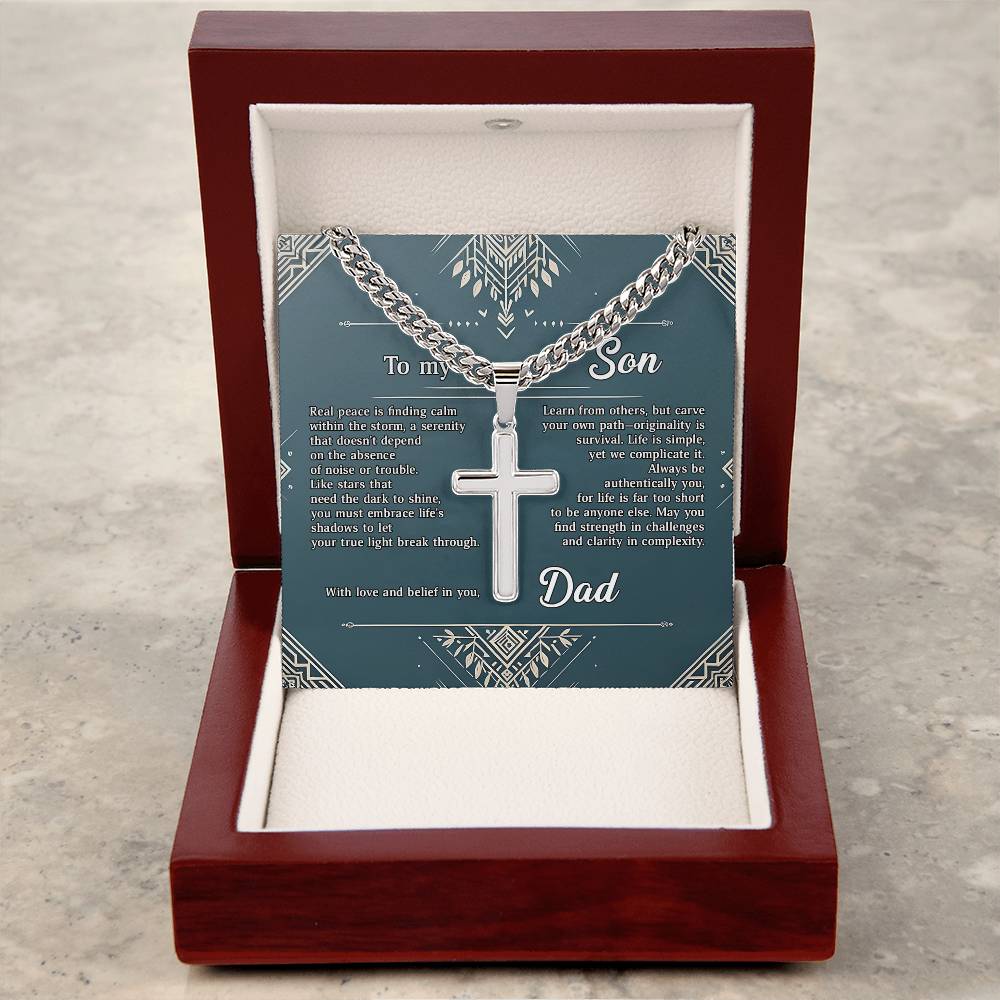 1005a Artisan Cross on Cuban Link chain