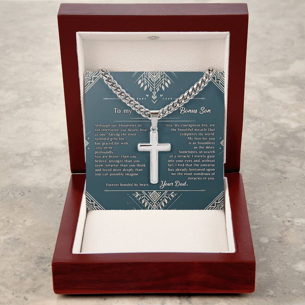 1005b Artisan Cross on Cuban Link chain